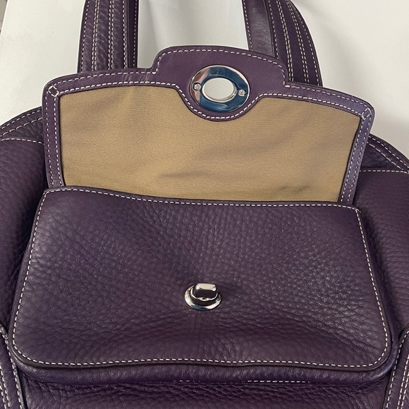 Coach Hampton Pebbled Leather Zipper Satchel in Dark Purple - Picture 11 of 17